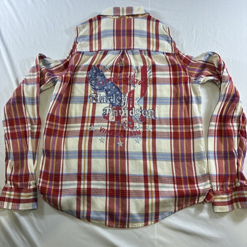Harley Davidson Motorclothes Women's Plaid Button Up VTG Shirt Size M America